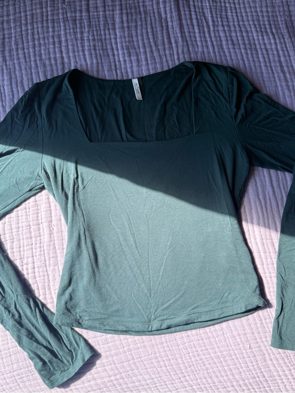 Women's Square Neck Long Sleeve Top - Dark Teal